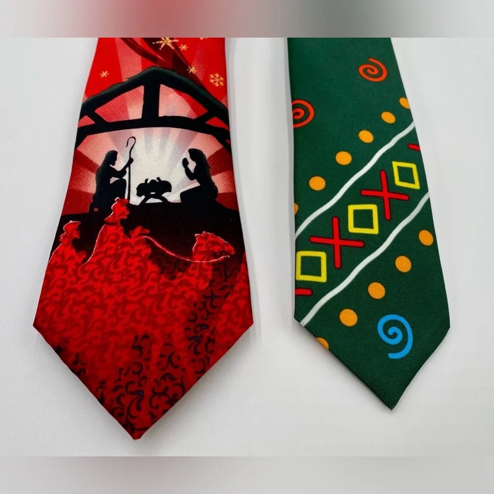 6 Men‎ Christmas Holiday Ties Reindeer, Santa Gingerbread men